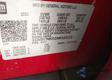 2022 Chevrolet Tahoe 2Wd Lt from USA, damaged, VIN 1GNSCNKD1NR153123